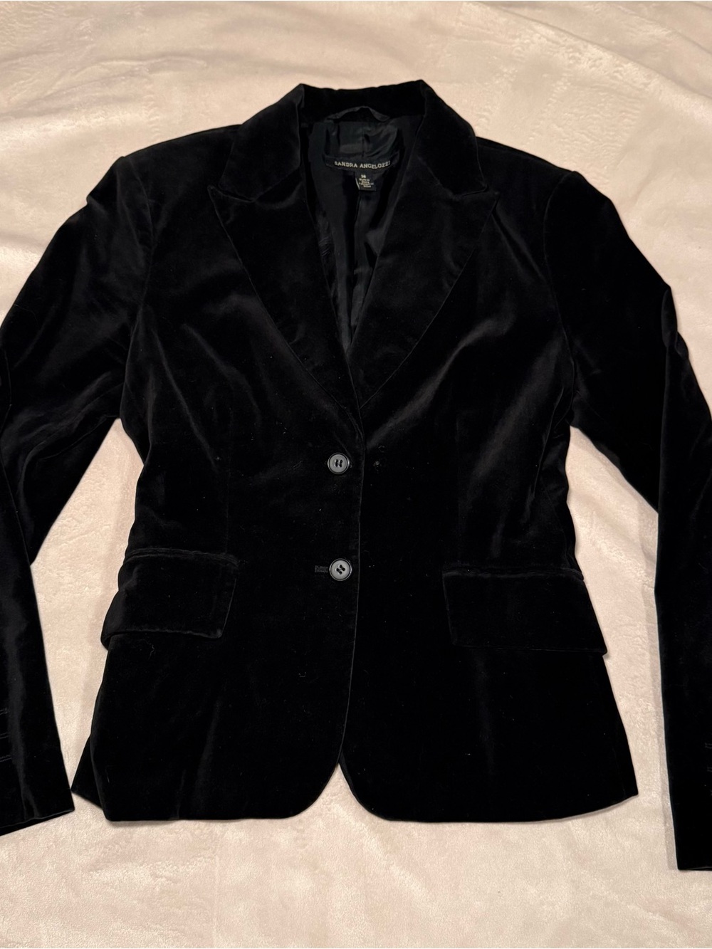 Sandra Angelozzi Black Velvet Two-Button Blazer